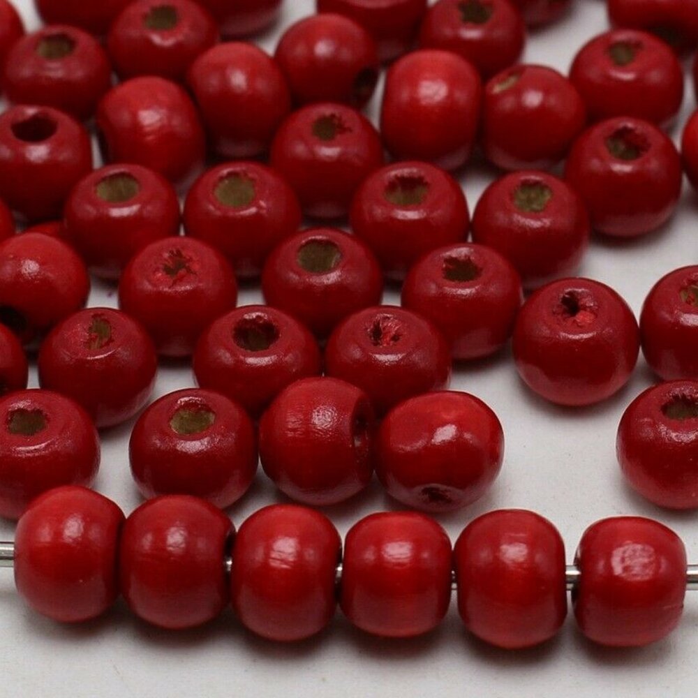 200 pcs Red Wood Beads Jewelry Crafting